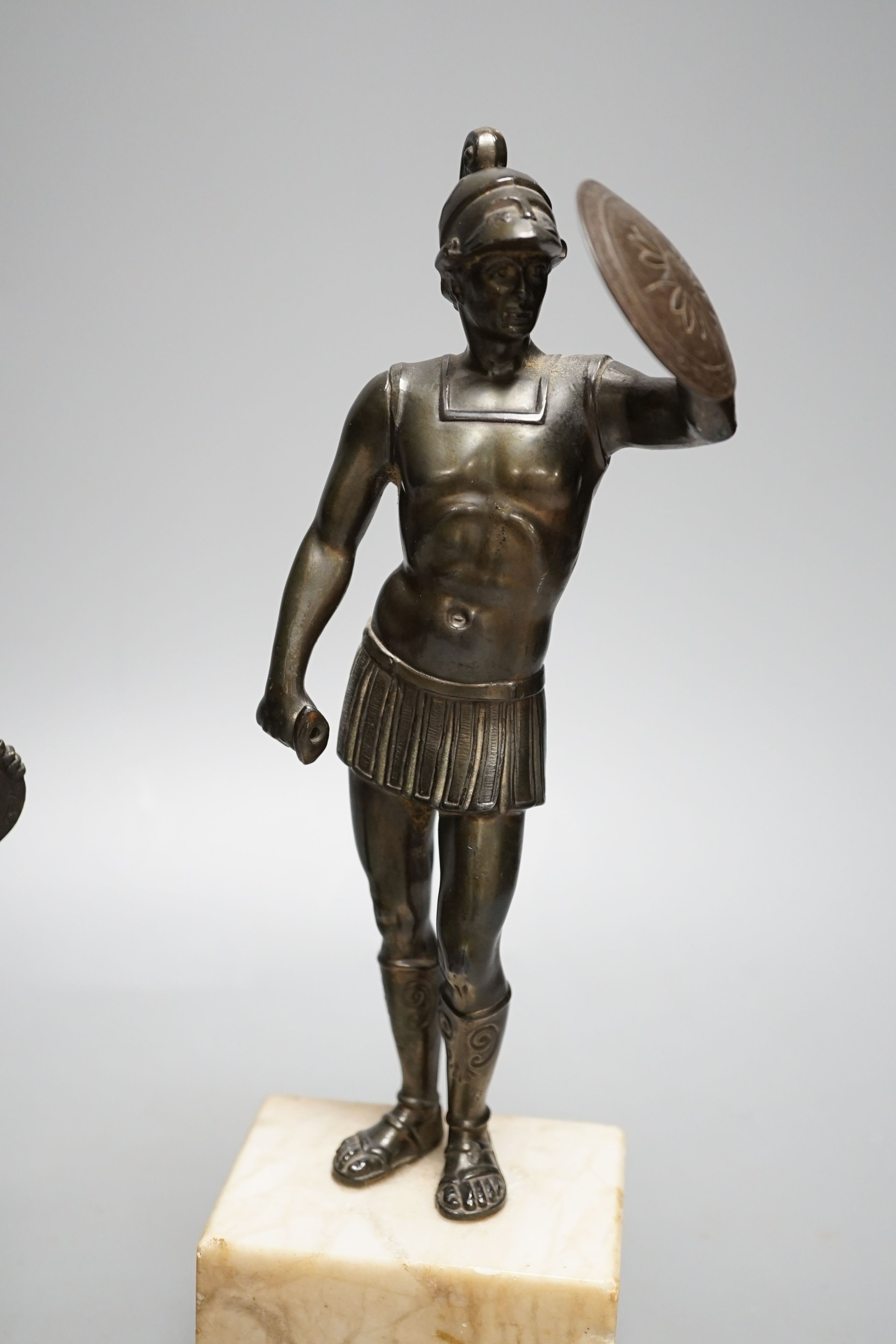 After the antique bronze discus thrower, boy with thorn in foot and spelter Greek warrior (3) - tallest 27cm